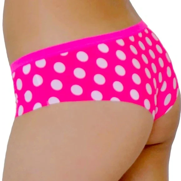 HIPHUGGER Seamless Stretchy Slinky Microfiber Pink Polka Dot Low Rise Bikini NEW - Picture 4 of 15